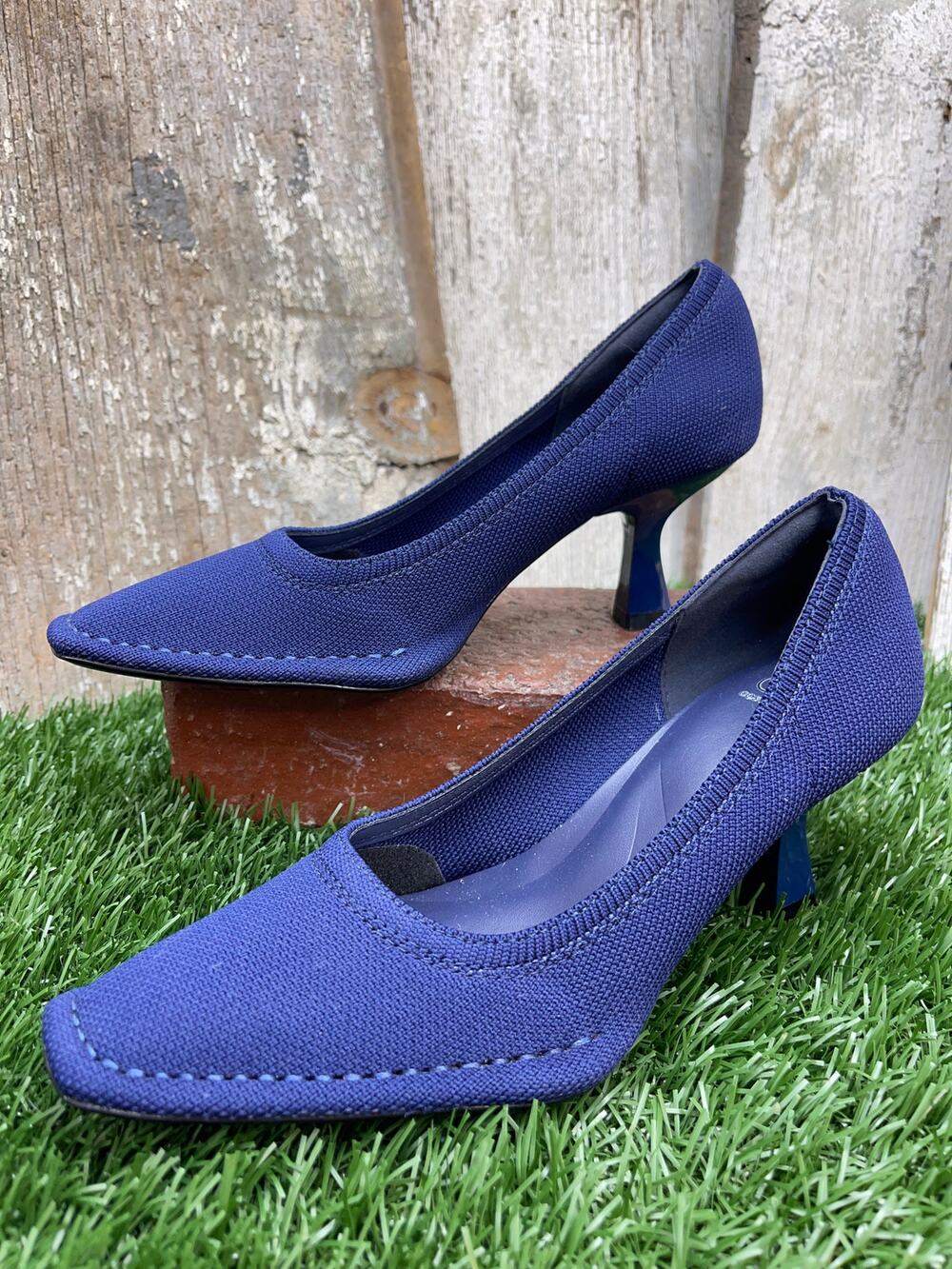 Cosy Island RefinEdge Blue Square Toe Heeled Pumps Women's Size 5